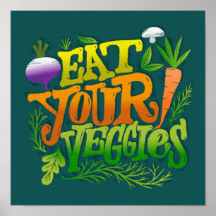 Cute Kitchen Eat Your Veggies Poster