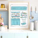 Cute Kitchen Playful Drawing Personalised Name Poster<br><div class="desc">Cute Kitchen Playful Drawing Personalised Name Poster</div>