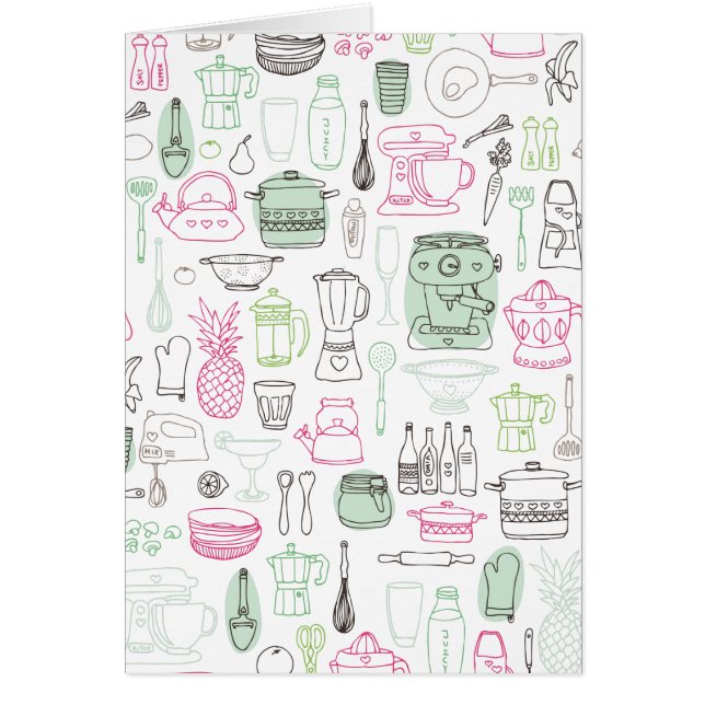 Cute kitchen retro doodle card (Front)