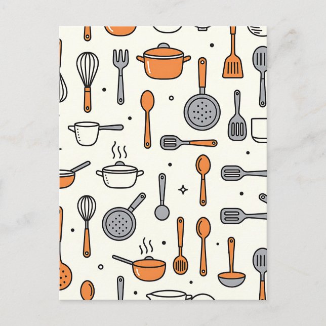 Cute Kitchen Tools Pattern  Postcard (Front)