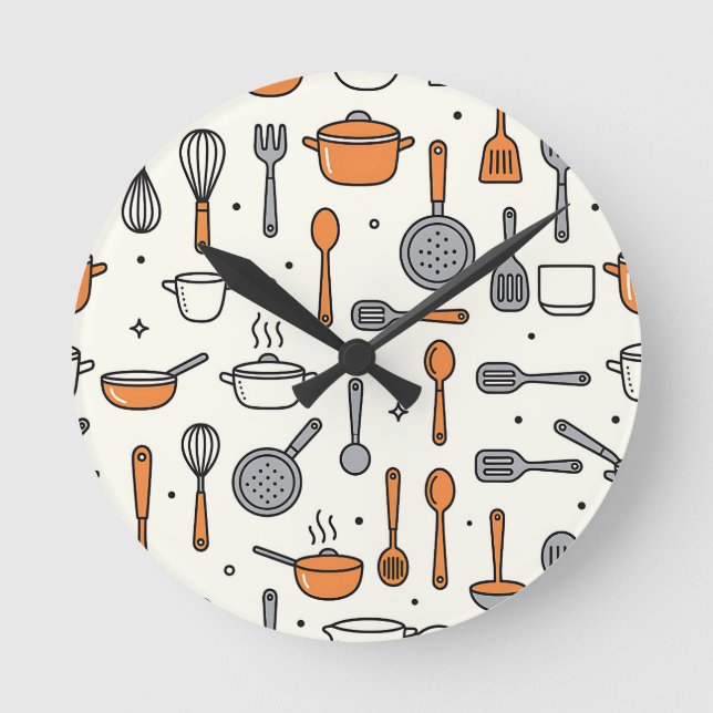 Cute Kitchen Tools Pattern  Round Clock (Front)