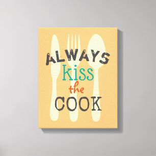 cute kitchen wall art quote kiss the cook