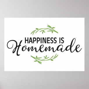 Cute kitchen word art happiness is homemade poster