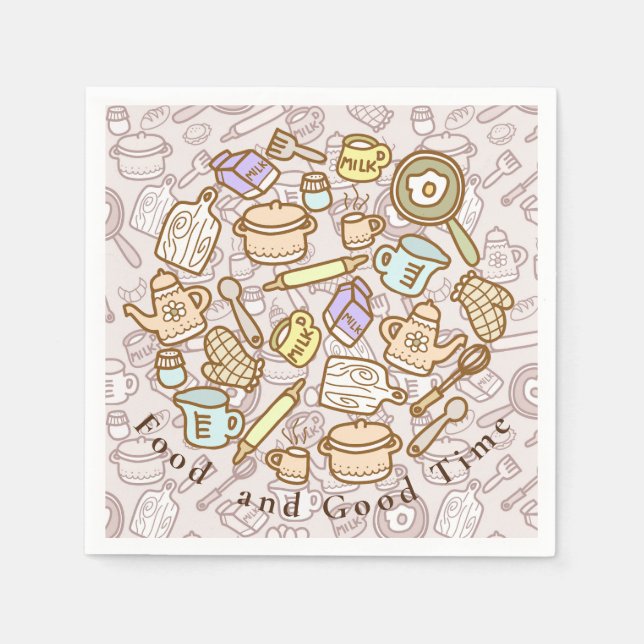 Cute Kitchenware Brown Napkin (Front)