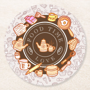 Cute Kitchenware Brown Round Paper Coaster
