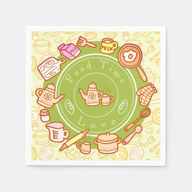 Cute Kitchenware Green Napkin (Front)