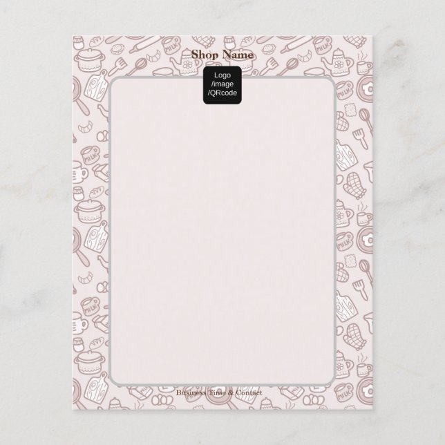 Cute Kitchenware Menu Brown (Front)