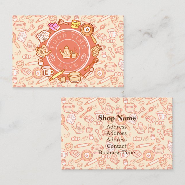Cute Kitchenware Orange Business Card (Front/Back)