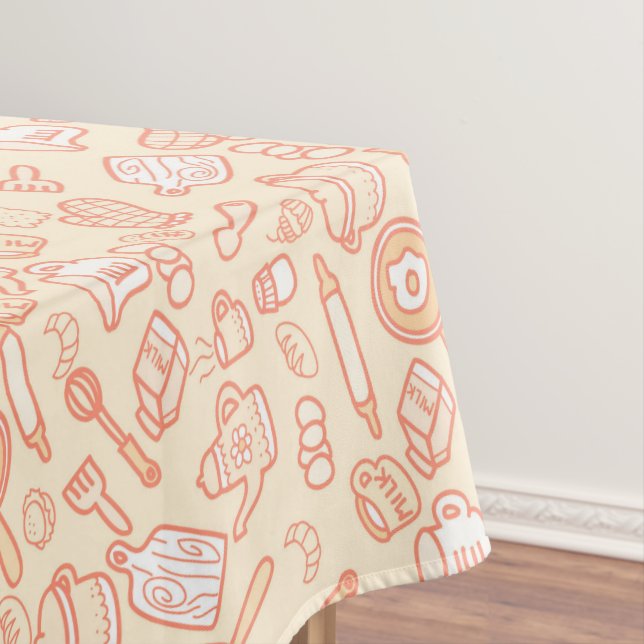 Cute Kitchenware Orange Tablecloth (In Situ)