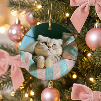 Cute Kitten 2 Photo Round Ceramic Ornament