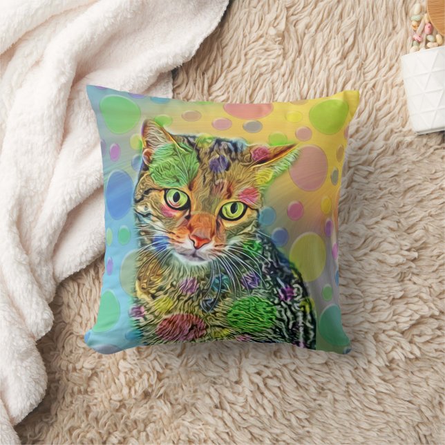 Cute kitten - abstract - colourful painting cushion (Blanket)