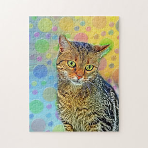 Cute kitten - abstract - colourful painting jigsaw puzzle