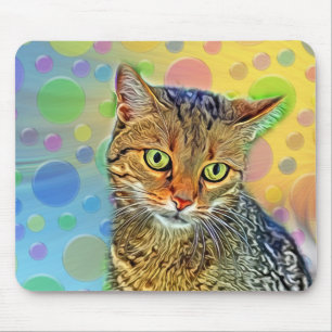 Cute kitten - abstract - colourful painting mouse pad