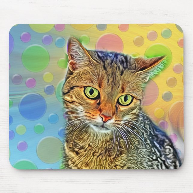 Cute kitten - abstract - colourful painting mouse pad (Front)