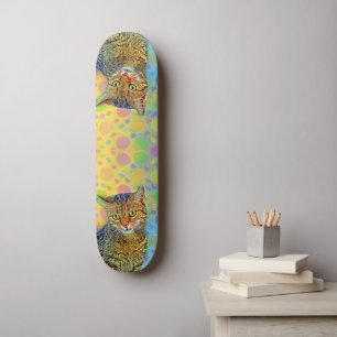 Cute kitten - abstract - colourful painting skateboard