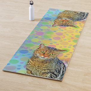Cute kitten - abstract - colourful painting yoga mat
