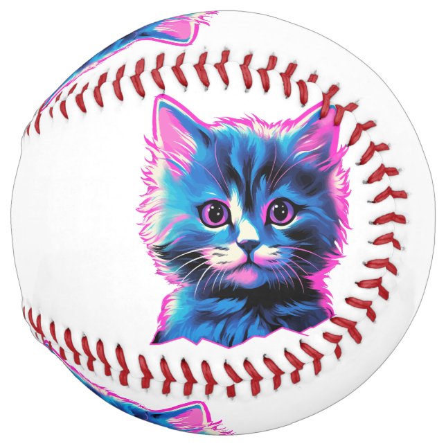 Cute Kitten Aesthetic Futuristic Softball (Front Right)