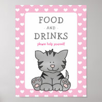 Cute Kitten and Hearts Food and Drinks Baby Shower