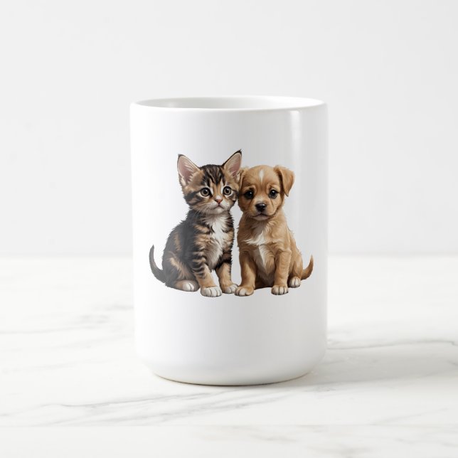 Cute kitten and puppy coffee mug (Center)