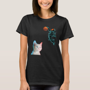 Cute Kitten Astronaut Playing Basketball For Cat T-Shirt