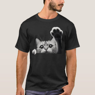 Cute Kitten Big Eyes Cat Outstretched Paw T-Shirt