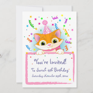 Cute Kitten Birthday Invites