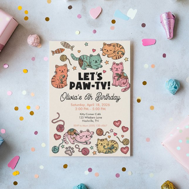 Cute Kitten Birthday Party Invitation (Creator Uploaded)