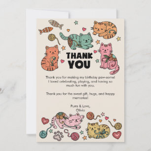 Cute Kitten Birthday Party Thank you card