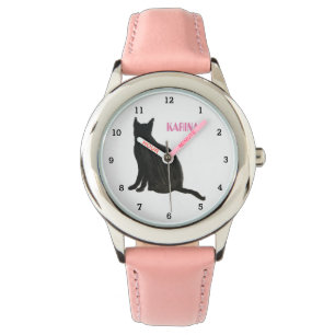 Cute Kitten Black Cat Animal Girly Kids Watch