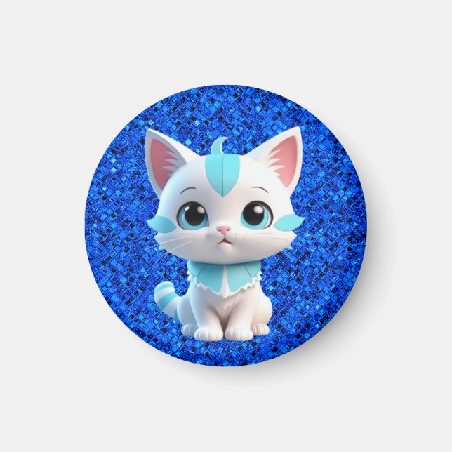 Cute Kitten Cartoon 3D Design-38063 Magnet (Front)