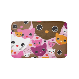 cute kitten cat background pattern bath mat