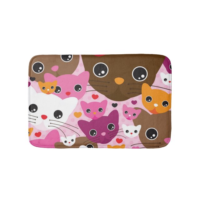 cute kitten cat background pattern bath mat (Front)