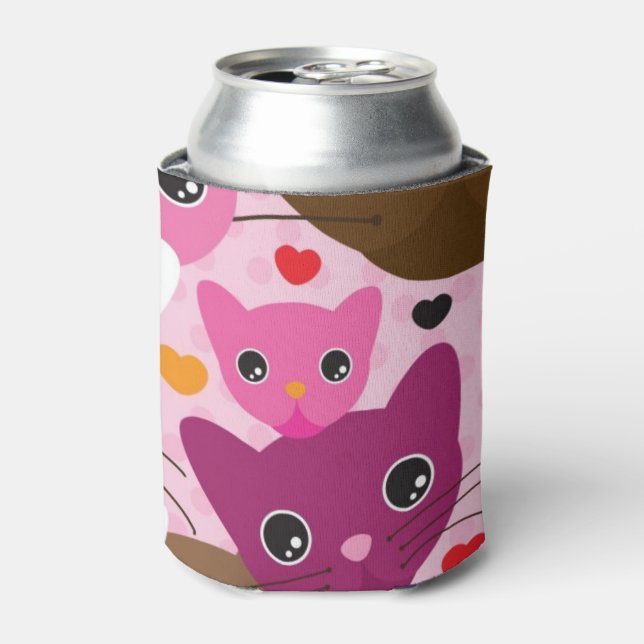 cute kitten cat background pattern can cooler (Can Front)