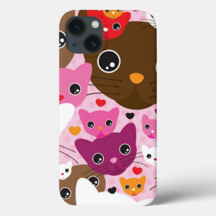 cute kitten cat background pattern iPhone 13 case