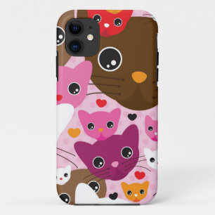 cute kitten cat background pattern iPhone 11 case