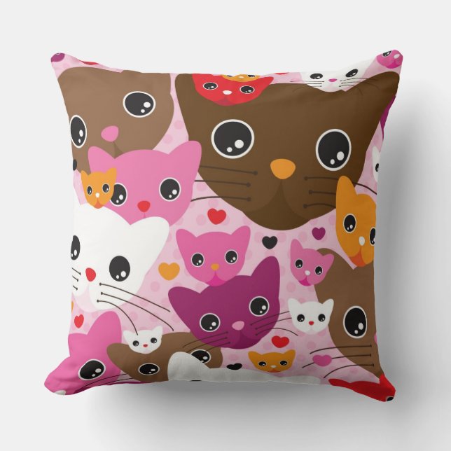cute kitten cat background pattern cushion (Front)