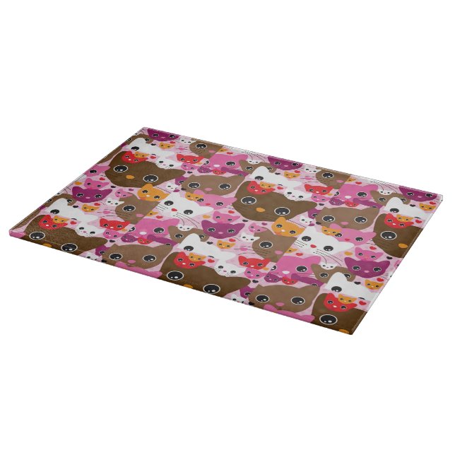 cute kitten cat background pattern cutting board (Corner)