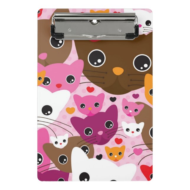 cute kitten cat background pattern mini clipboard (Front)