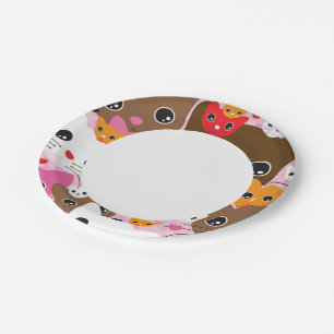 cute kitten cat background pattern paper plate