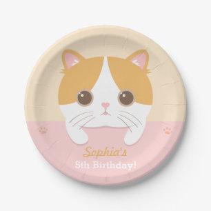 Cute Kitten Cat Birthday Party Paper Plates