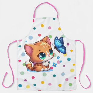 Cute kitten/cat & butterfly apron