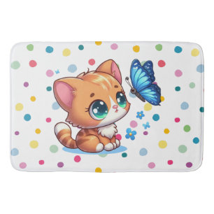 Cute kitten/cat & butterfly bath mat