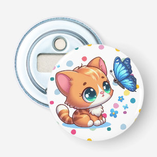 Cute kitten/cat & butterfly bottle opener