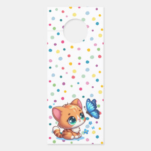 Cute kitten/cat & butterfly door hanger