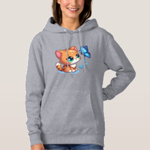 Cute kitten/cat & butterfly hoodie