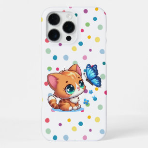 Cute kitten/cat & butterfly iPhone 16 pro max case