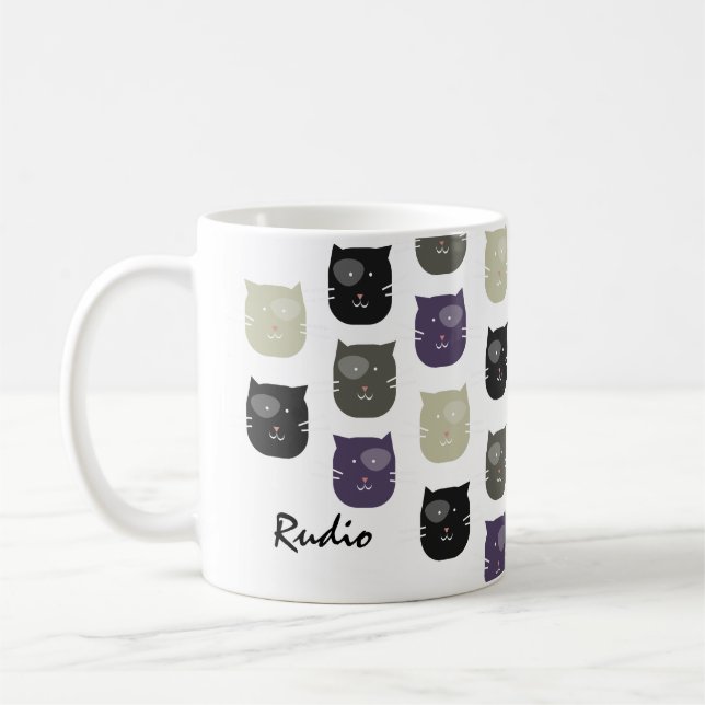 Cute Kitten Cat Faces Pet Photo Name    Coffee Mug (Left)