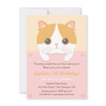 Cute Kitten Cat Girls Birthday Party Invitations