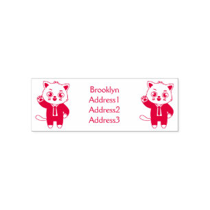 Cute kitten cat in business suit cartoon self-inking stamp