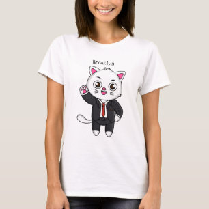 Cute kitten cat in business suit cartoon T-Shirt